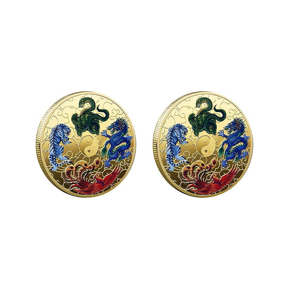 2X Ancient Mythical Creatures Lucky Coin Lottery Ticket Scratcher Tool Lucky Charms Challenge Coin 4713164274854