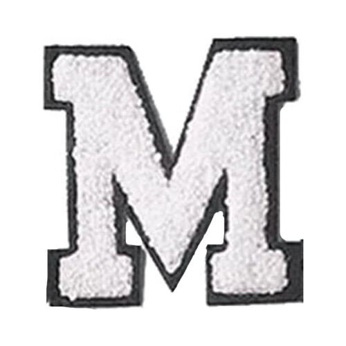 Hvit chenille Varsity bokstavlapp 2,75 tommer