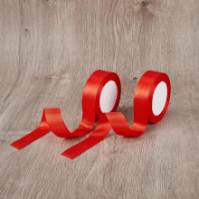 2 Rolls Red Satin Ribbon 1 Inch (25mm) Wide Polyester Gift Wrapping Ribbon for Valentine’s Day (25 Yards per Roll Single-Face Sheen DIY Craft