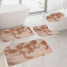 Ensemble de 4 tapis de bain noirs doux, minimalistes et antidérapants