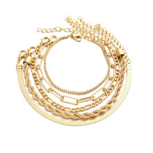 5-6-teiliges, stapelbares Armbandset für Damen, 14 Karat vergoldet