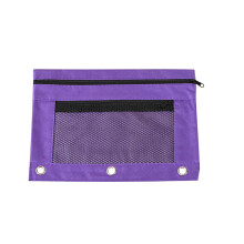 Trousse à crayons pour classeur à 3 anneaux avec fenêtre transparente et fermeture éclair