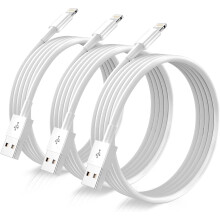 Cable cargador para iPhone ZAP de 1,8 m (6 pies), color blanco (paquete de 3)