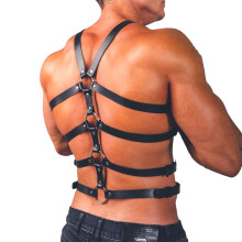 Men's PU Leather Suspenders Harness Black Adjustable