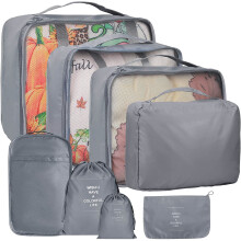 Set de cuburi de ambalare gri, organizator de valize, 8 piese
