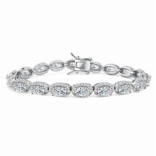 Ovales Tennisarmband, 18 Karat Weißgold-plattiert, 6 mm Zirkonia
