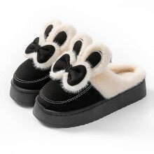 Pantufas de coelho, sapatos quentes para uso interno, sola grossa e macia.