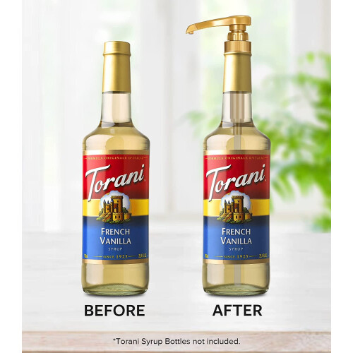 Gold Torani Syrup Pump for 750ml Bottles 6-Pack 2
