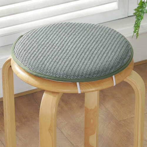 Round Solid Wood Stool with Thick Cushion12-inch