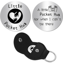 Llavero Pocket Hug Token de cuero sintético, 3 x 3 cm, color plata.