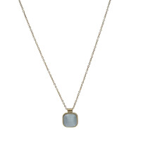 Collier à chaîne dorée avec pendentif carré œil-de-chat