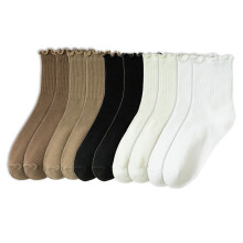 5 Pairs Womens Fashionable Ruffle Cuffs Dress Socks Cotton Blend Ribbed Knit Stretchy Fit Comfortable Frilly Ankle Socks