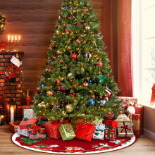 Jupe de sapin de Noël avec motif Père Noël et flocons de neige, 61 cm (24 pouces)
