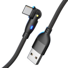 Câble de charge USB vers Type-C rotatif à 180 avec LED