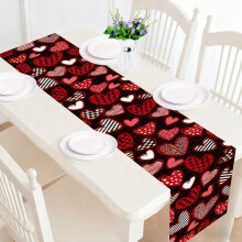 Chemin de table Saint-Valentin à motifs de cœurs, 30 x 180 cm