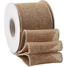 Ruban de jute armé, couleur beige naturel, 10 yards, 2,5 pouces