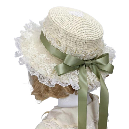 Cappello francese con bordo in pizzo e fiocco, regolabile