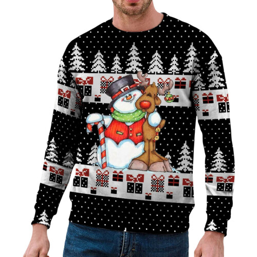 Pull de Noël pour homme, motif festif amusant, coupe ample