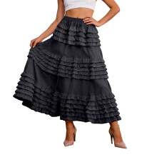 Falda larga maxi de tul para mujer, de talle alto y fluida.