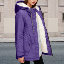 Veste softshell coupe-vent à capuche doublée polaire violette