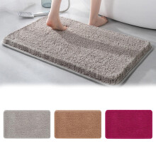 Tapis de bain absorbant et antidérapant en fibres épaisses marron
