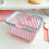 Mini panier de rangement de bureau avec poignée bleu rose 1