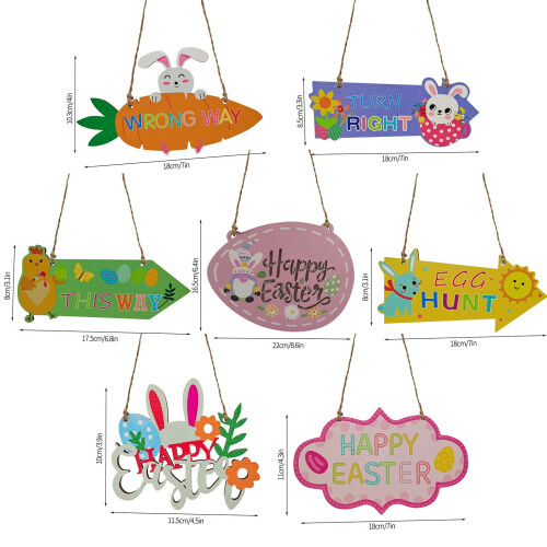 Décoration murale lapin de Pâques et carotte avec corde (1 pièce) 1