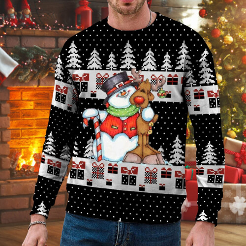 Pull de Noël pour homme, motif festif amusant, coupe ample 1