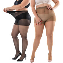 Meias-calças transparentes plus size 20D, pacote com 2 unidades, tamanho queen.