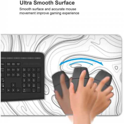 Mousepad gamer branco com textura topográfica, 90 x 40 cm (35,4 x 15,7 polegadas), antiderrapante. 1