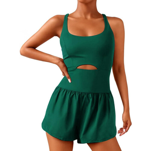 Dames workout jumpsuit met gewatteerde bh, mouwloos eendelig model
