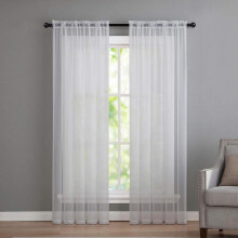 Transparante voile gordijnen met tunnelzoom, wit, 2 panelen, 40x79 inch