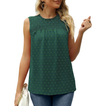 Dames tanktop met rucheskraag, gemaakt van chiffon en geplooid.