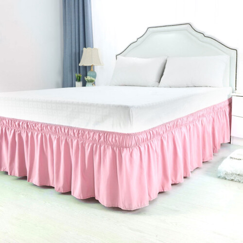 Bettrock aus Polyester, rosa, 38 cm Fallhöhe, Doppelbettgröße 1