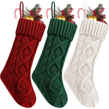 Meias de Natal personalizadas em tricô trançado, 45 cm (18 polegadas), 5 cm (2 polegadas) ou 4 polegadas.