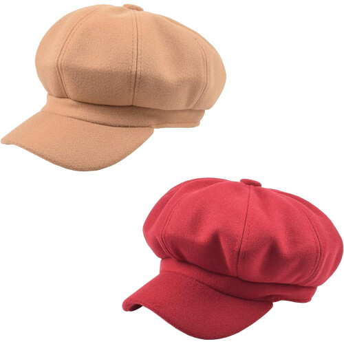 Dame uld avisboyhat i fransk baretstil