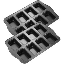 Mini-Quadratische Kuchenform, Antihaftbeschichtung, Kohlenstoffstahl, Grau, 2er-Set