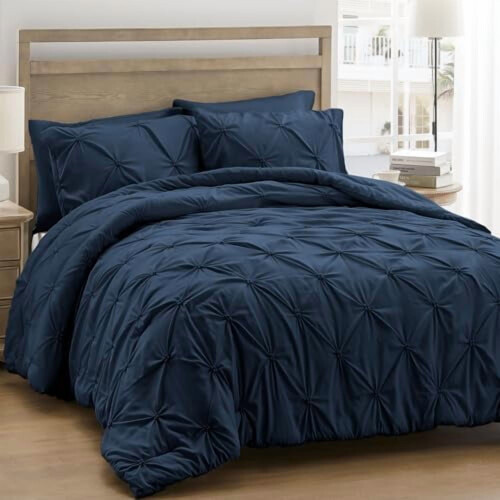 Σετ παπλωμάτων Queen Navy Blue Boho Pintuck 3 τεμαχίων