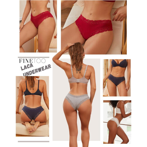 Damen-Hipster-Slips aus Baumwollspitze, 6er-Pack 2