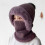 Gorro de tricô com orelhas de pelúcia e protetor de pescoço bege 4