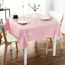 Vierkant vinyl tafelkleed, waterdicht en wasbaar, 54x54 inch, roze.
