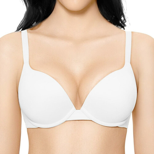 Sutiã balconette feminino transparente, sem forro, com decote profundo em tule.