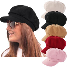 Damespet van vilt in newsboy-stijl, effen kleur, warme vintage-stijl
