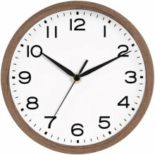 8-Zoll-Wanduhr mit geräuschlosem Batteriebetrieb, Walnussholzoptik