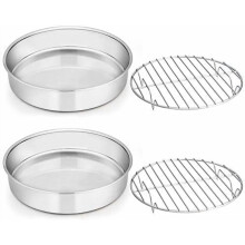 Edelstahl-Kuchenform- und Rost-Set, 8 Zoll, 4-teilig