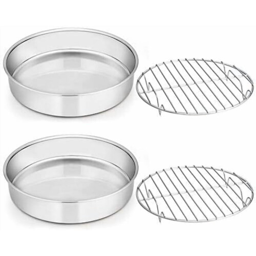 Conjunto de forma e suporte para bolo em aço inoxidável, 8 polegadas (4 peças)