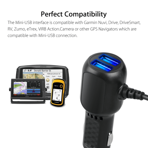 Luchtaire Gluaisteáin do Garmin Nuvi Dual USB12V36V 2
