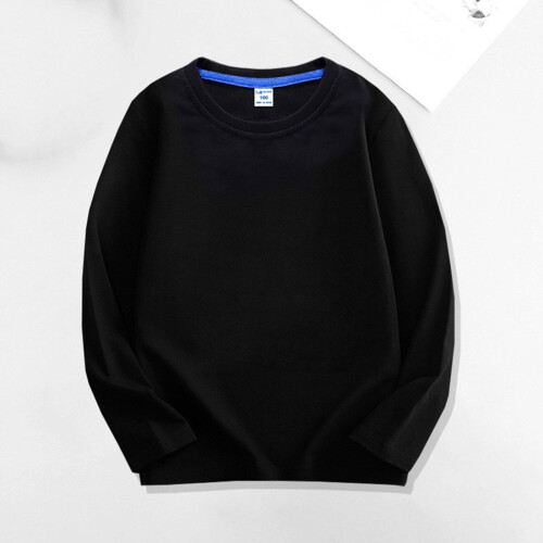 Παιδικό T-shirt με μακριά μανίκια και στρογγυλή λαιμόκοψη, μαύρο, μέγεθος 1-11 2