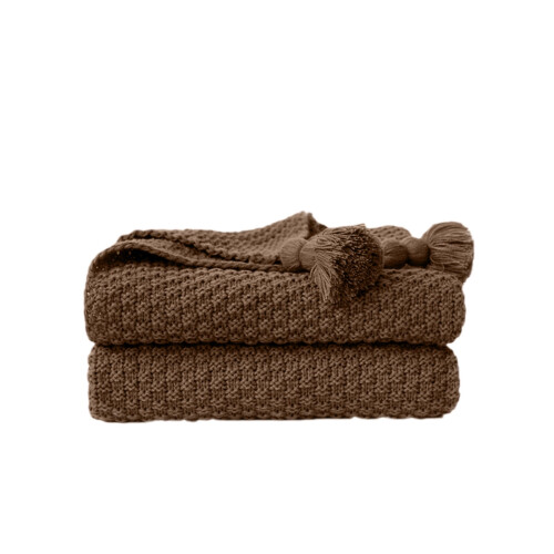 Knitted Sofa Blanket Coffee Brown 70x100cm 1