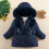 Girls Dark Blue Quilted Winter Parka Medium-Long 2